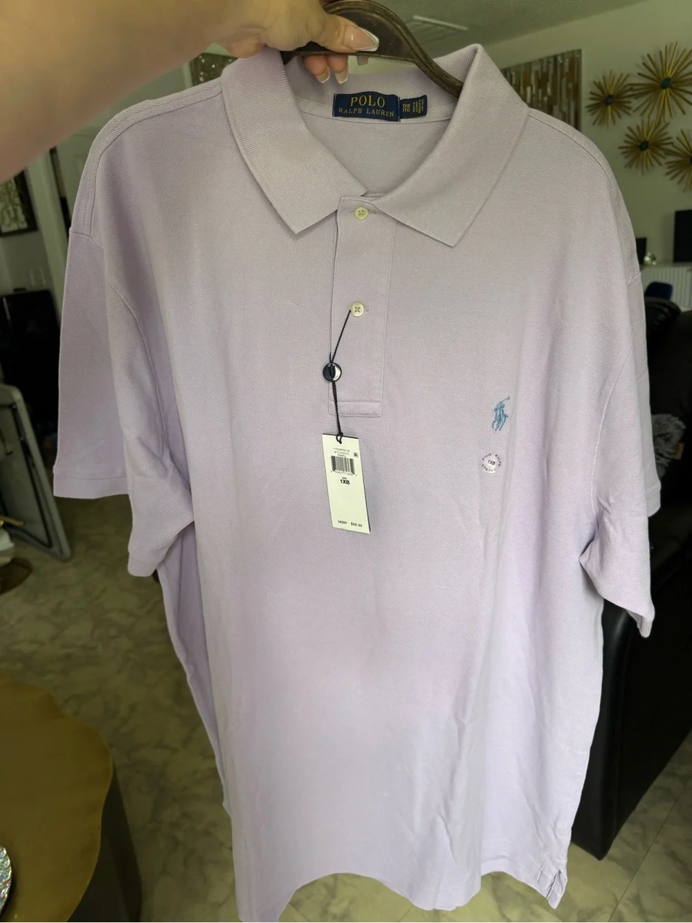 Polo Ralph Lauren Men’s 1XB Powder Purple Mesh Polo Shirt Big & Tall NWT